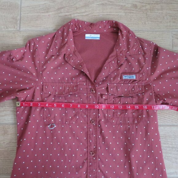 Columbia Sportswear PFG Fishing Hiking Shirt Pink Nylon Polka Dot Women's S - Picture 5 of 9